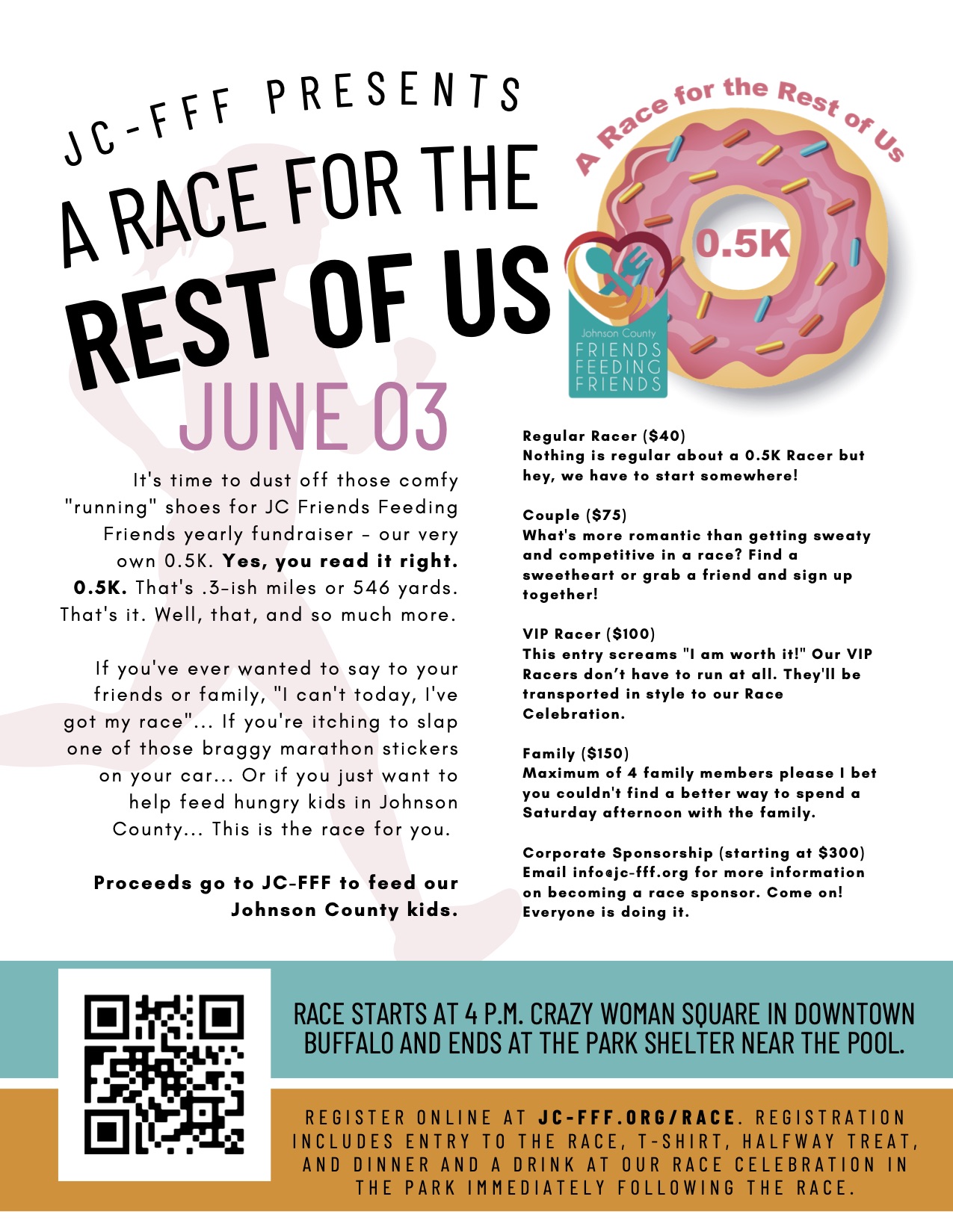 Sign Up Now for JC-FFF\’s 2nd Annual 0.5K Race for the Rest of Us – June 3, 2023 @ 4:00 pm